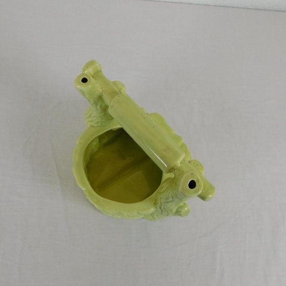 Ceramic Wishing Well Shaped Planter Round Light Green Handle Unbranded Whimsical - Picture 7 of 8